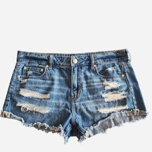 American Eagle mid-rise distressed denim shorts